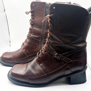 NAOT Brown Leather Strappy Ankle Boots w/Side Zipper! 7